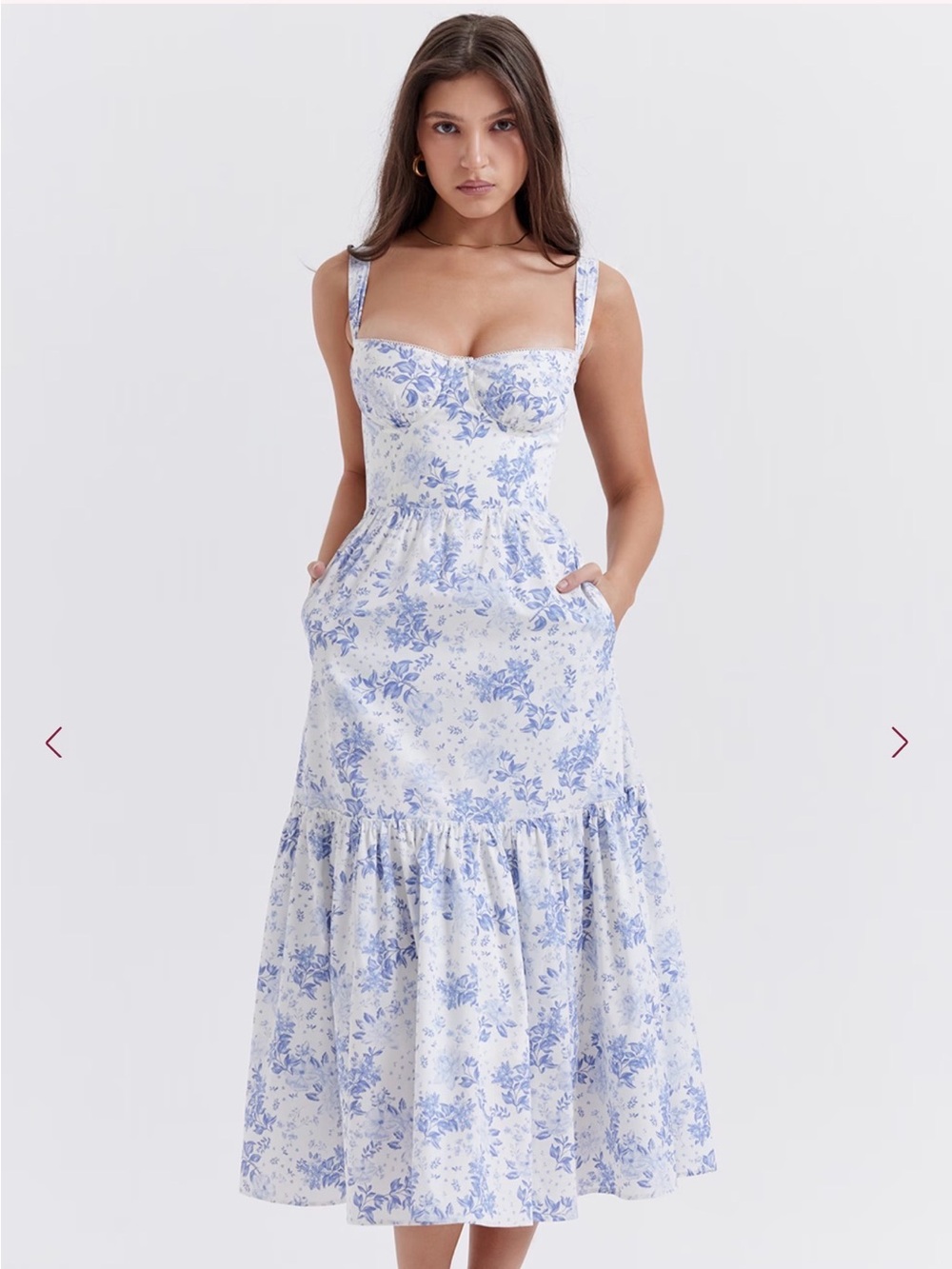 House of CB Blue Floral Bustier Midi Dress
